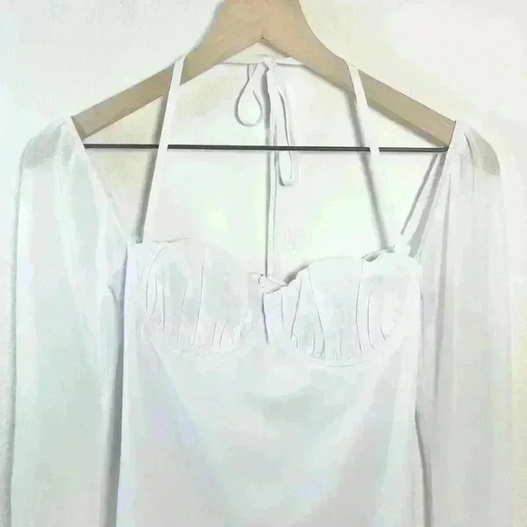 NWT Princess Polly | Dyer Sheer Sleeve White Mini Dress Low Impact | Size US 2 - Picture 8 of 16